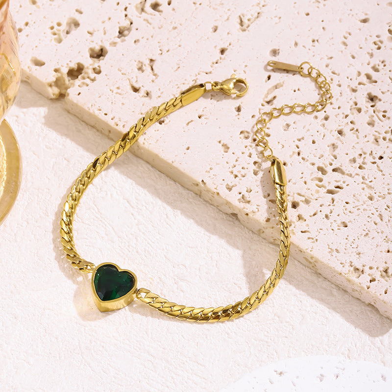 Lux Style Green Heart Zircon Bracelet