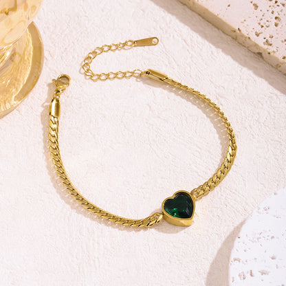 Lux Style Green Heart Zircon Bracelet