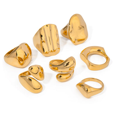 Glossy 18K Gold-Plated Stainless Steel Ring | Choose Your Style