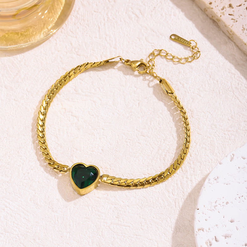 Lux Style Green Heart Zircon Bracelet