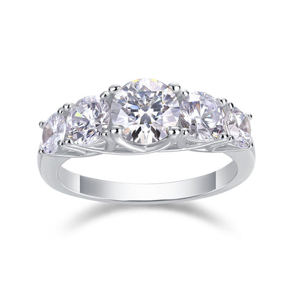 Premium Moissanite Diamond-Style Silver Ring