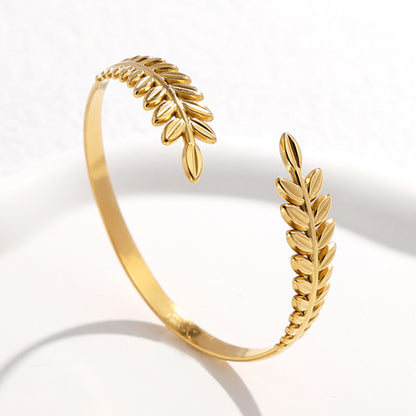 Cool Leaves Wheat Titanium  Bracelet