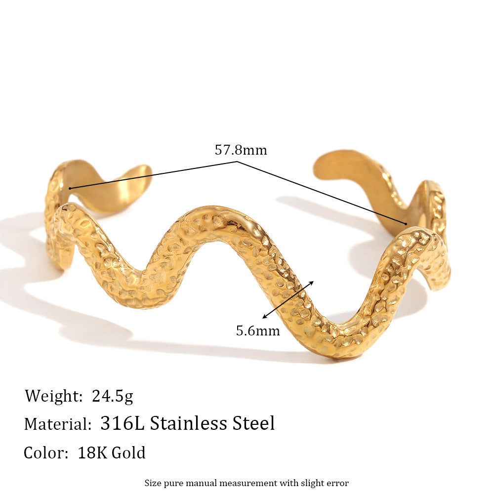 Stainless Steel 18K Gold Plating Wave Snake Bracelet
