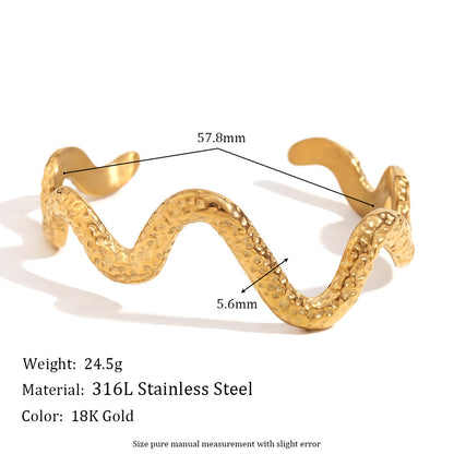 Stainless Steel 18K Gold Plating Wave Snake Bracelet