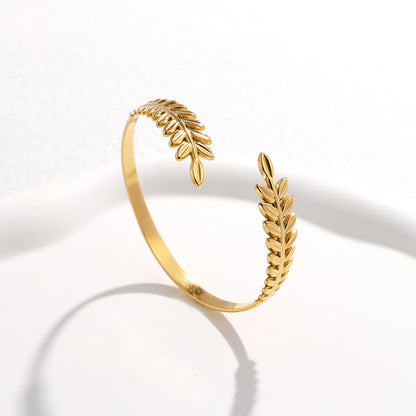 Cool Leaves Wheat Titanium  Bracelet