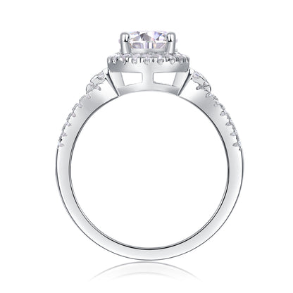 Luxury Fashion Large Diamond Wedding Ring With Moissanite Silver Ring