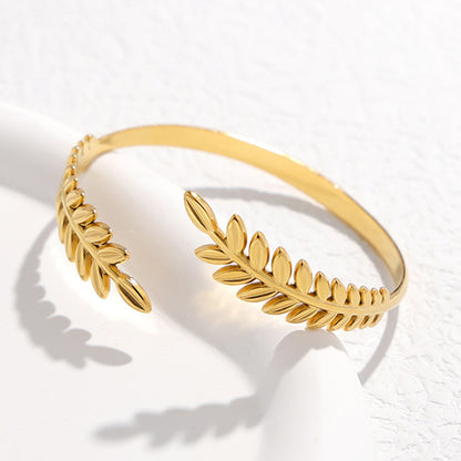 Cool Leaves Wheat Titanium  Bracelet