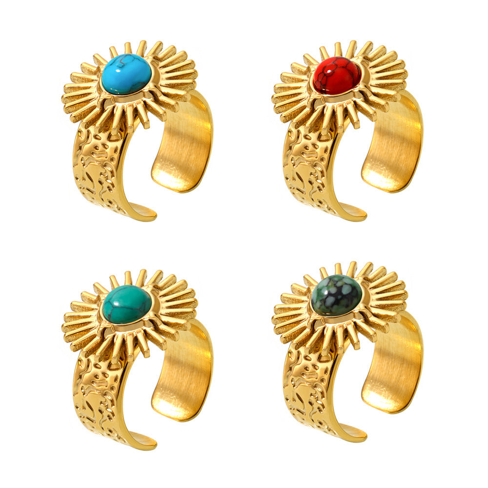 SUNFLOWER Turquoise Karst Opening Adjustable Ring
