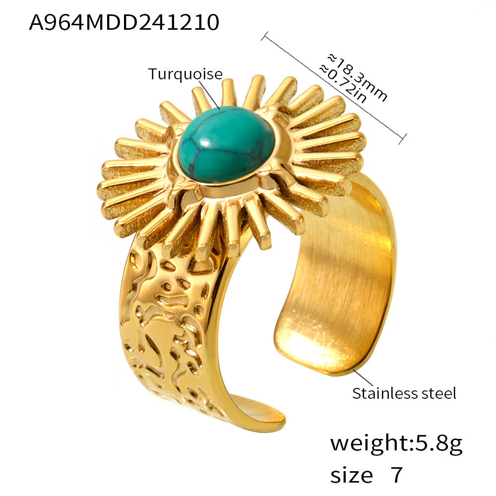 SUNFLOWER Turquoise Karst Opening Adjustable Ring