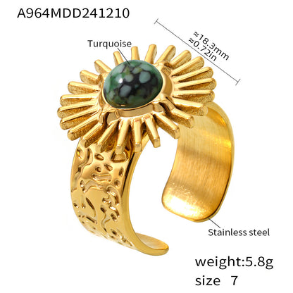 SUNFLOWER Turquoise Karst Opening Adjustable Ring