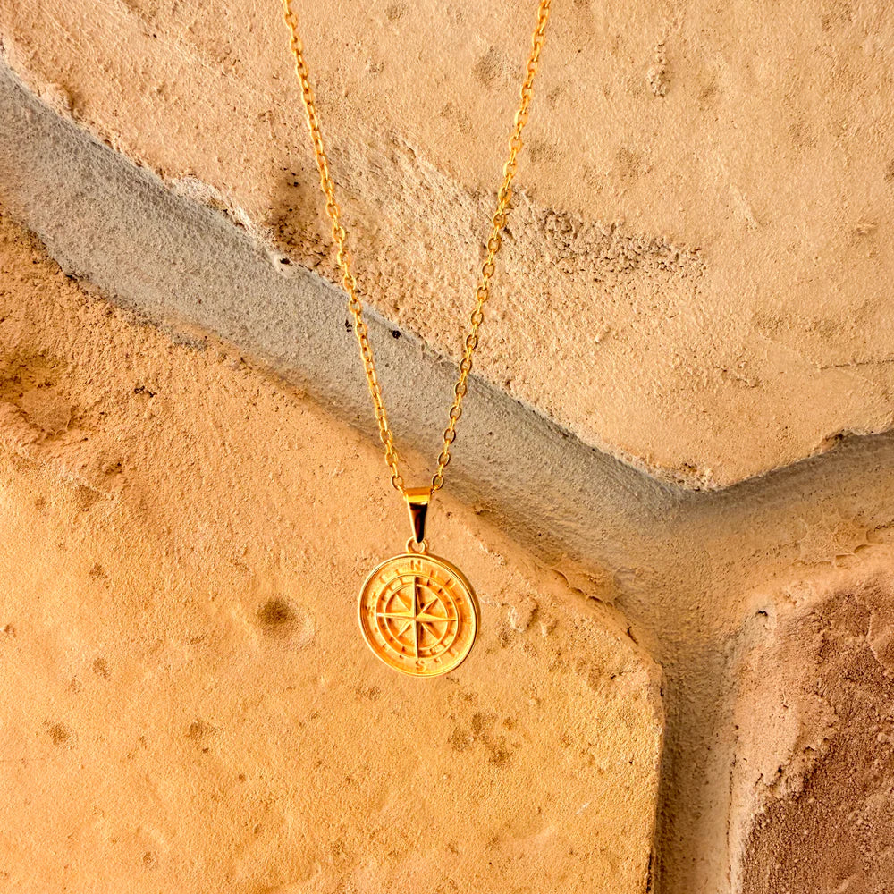 Compass Pendant & 2mm Link Chain