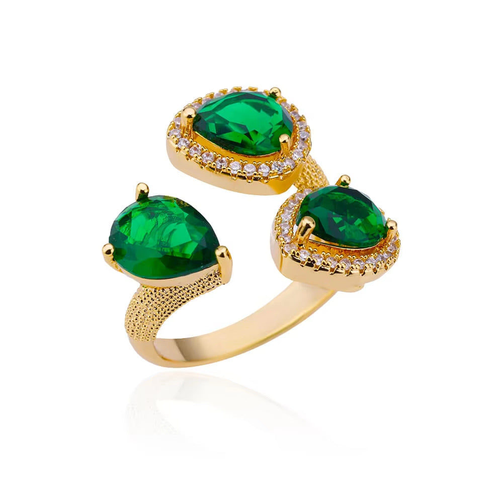 Water Drop Emerald Zircon Ring
