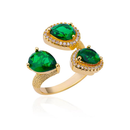 Water Drop Emerald Zircon Ring