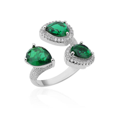 Water Drop Emerald Zircon Ring