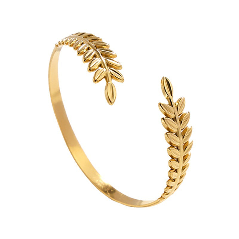 Cool Leaves Wheat Titanium  Bracelet