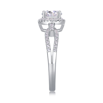 Luxury Fashion Large Diamond Wedding Ring With Moissanite Silver Ring