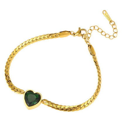 Lux Style Green Heart Zircon Bracelet