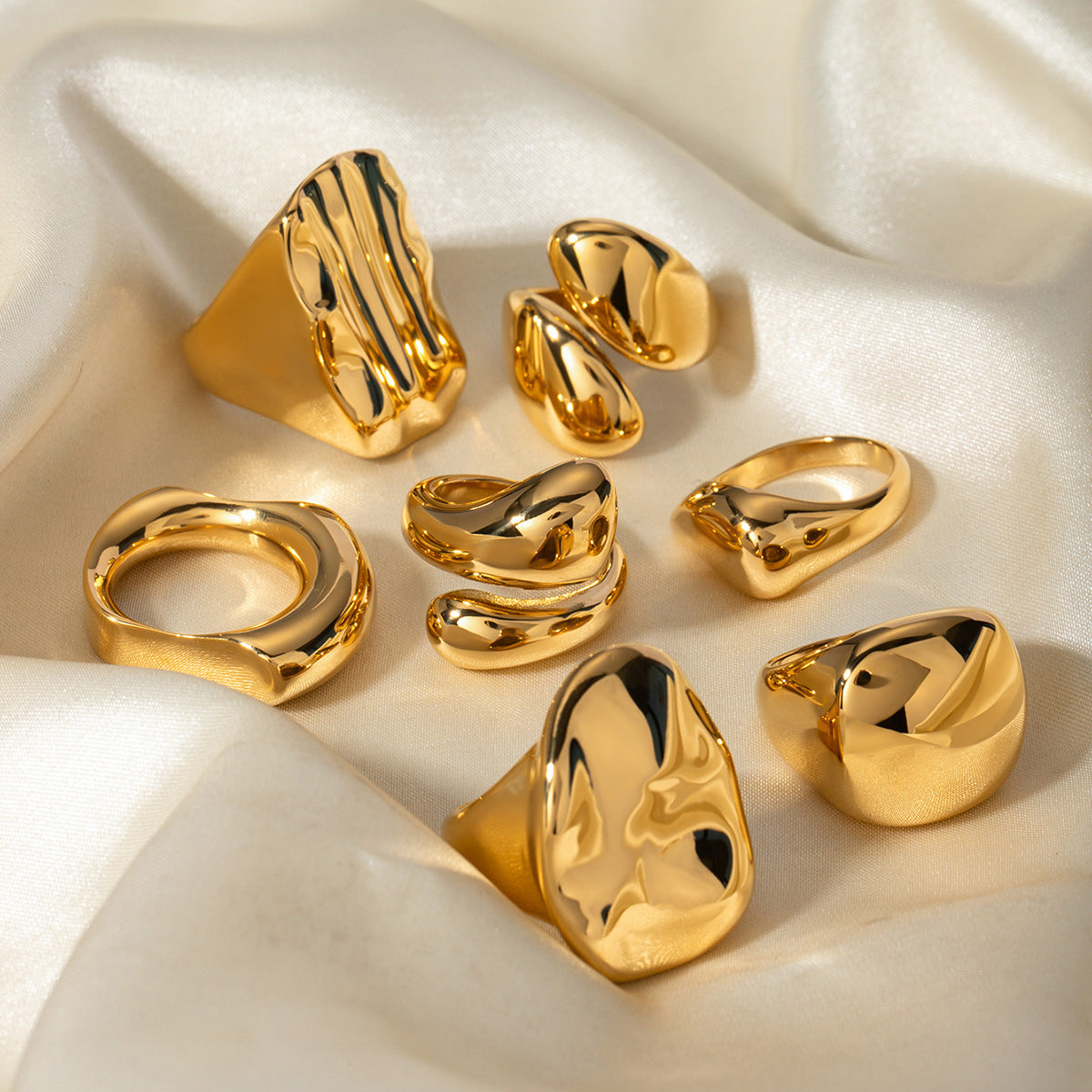 Glossy 18K Gold-Plated Stainless Steel Ring | Choose Your Style