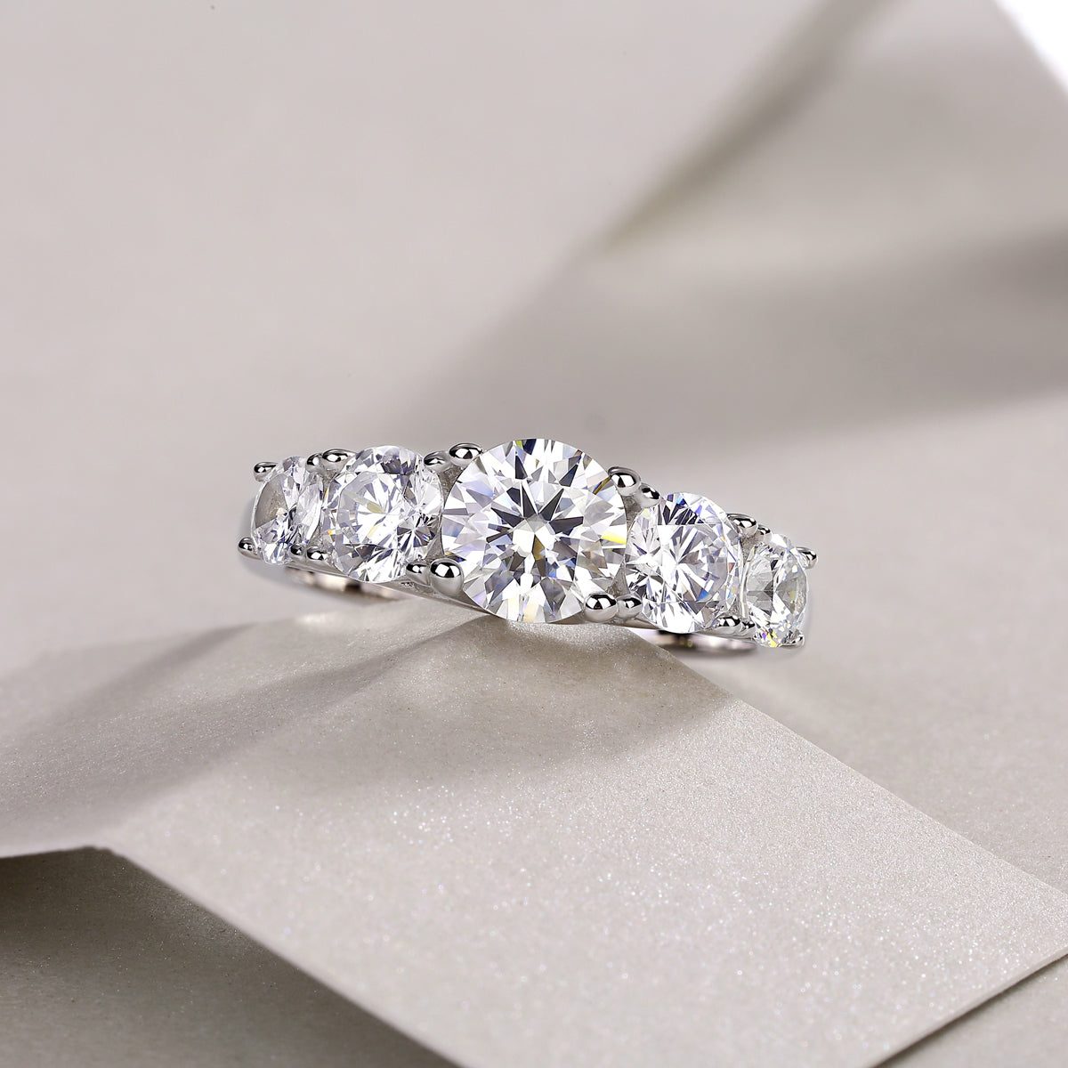 Premium Moissanite Diamond-Style Silver Ring