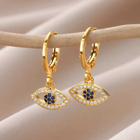 Evil eye drop earings