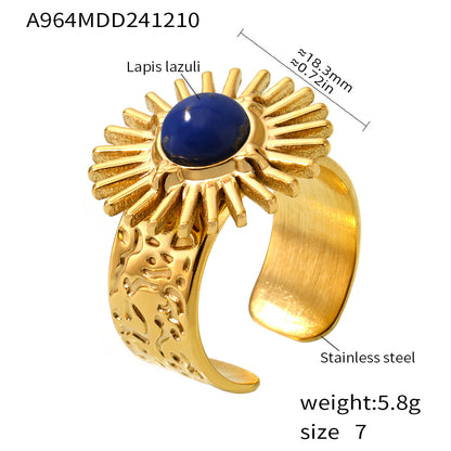 SUNFLOWER Turquoise Karst Opening Adjustable Ring