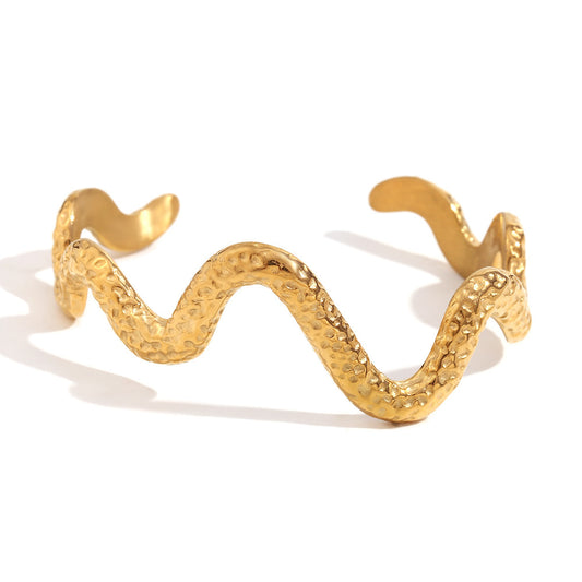 Stainless Steel 18K Gold Plating Wave Snake Bracelet
