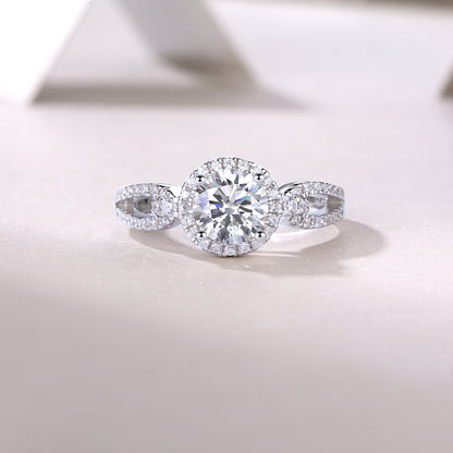 Luxury Fashion Large Diamond Wedding Ring With Moissanite Silver Ring