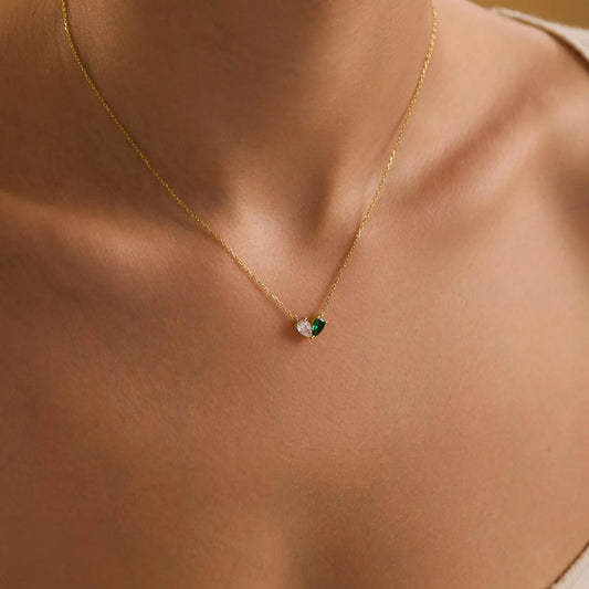 925 Silver Geometric Zircon Pendant Necklace, 18K Gold Plated